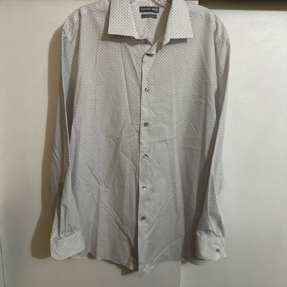 geoffrey beene mens long sleeve dress shirt Sz L Slim fit Cotton!